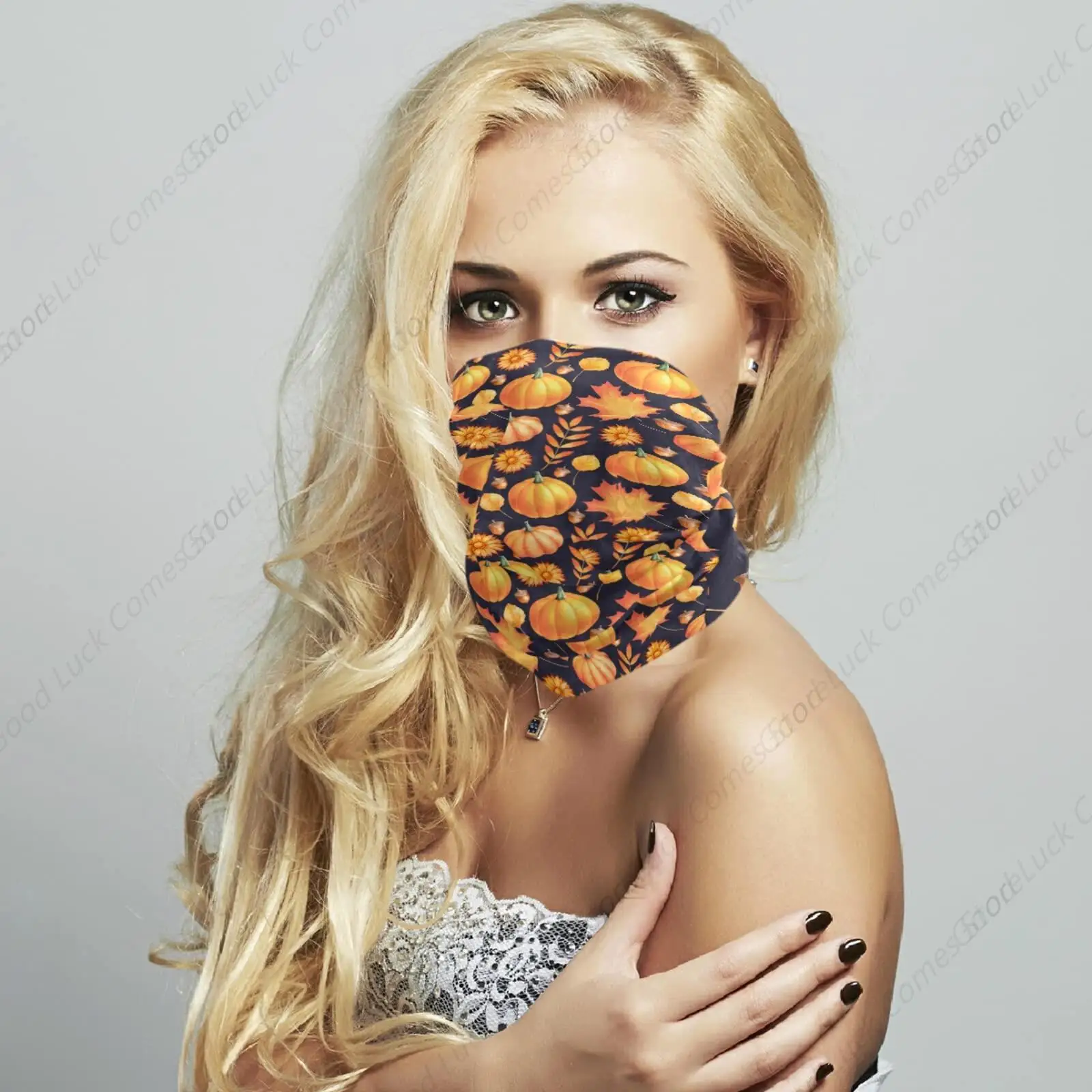 Seamless Bandana Colorful Pumpkin Leaf Acorn Flower Outdoor Scarf UV Resistence Sports Neck Balaclavas Headband Headwear