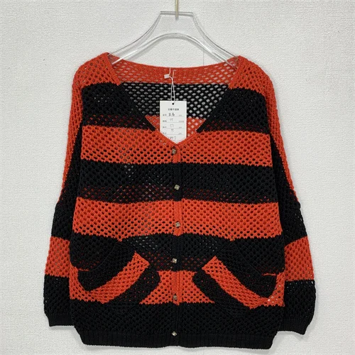 Handgefertigter Vintage-Strickpullover mit ausgehöhltem Quastenumhang Sweet Sle V-Ne Long Sve Loose Fit Baumwollmischungspullover