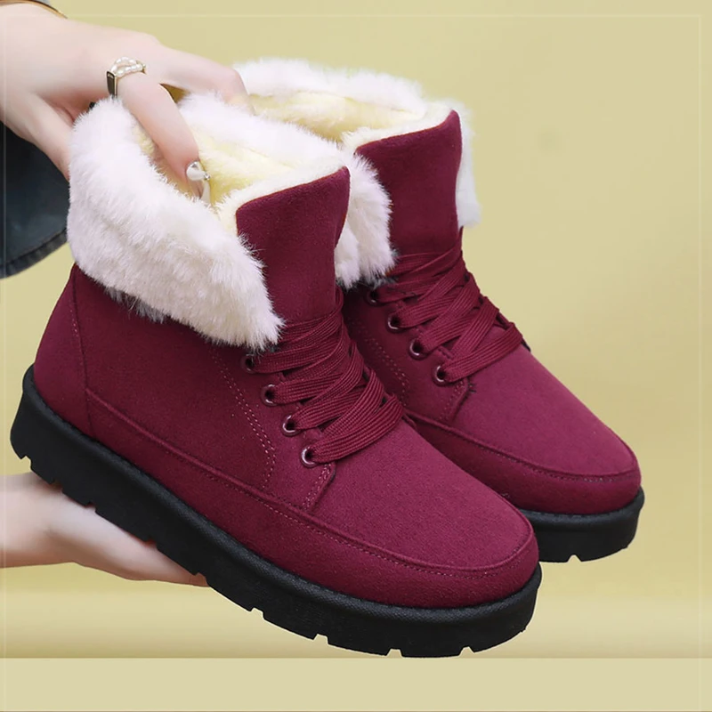 Boots Fur Winter Boots Women 2025 New Winter Shoes Woman Snow Boots Ankle Women's Combat Footwear Low Heels Short Botas Mujer_voghion.com