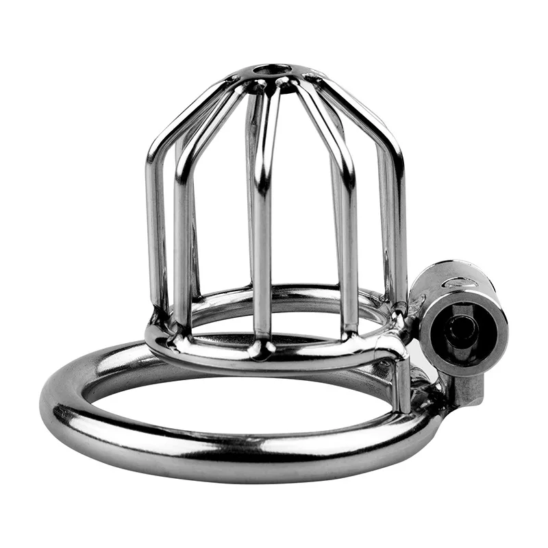 Man Metal Chastity Lock Bound to Prevent Cheating Penis Cage Wear it Outside Cock Cage with 3 Snap Ring Chastity Adult Supplies