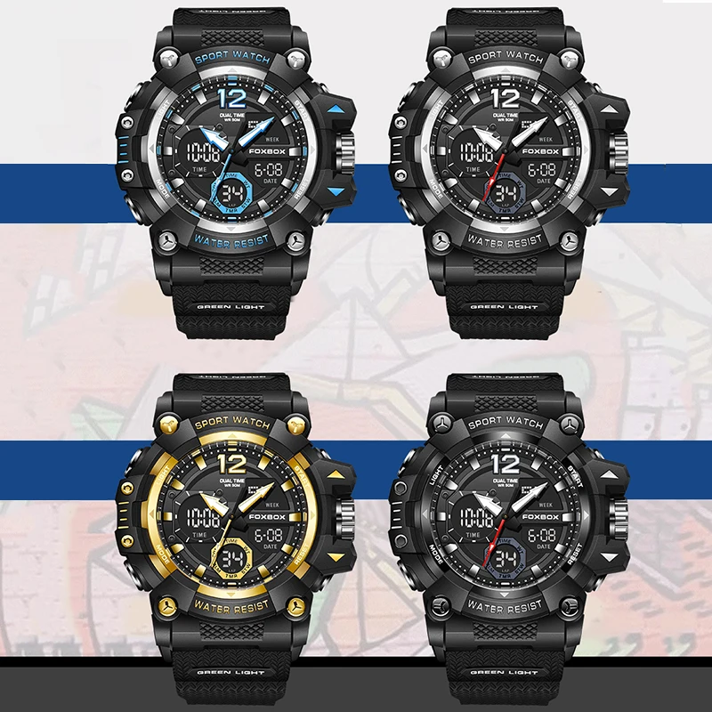 2025 Nuovi orologi digitali analogici da uomo FOXBOX Orologio da polso al quarzo militare di lusso di marca Cronografo sportivo impermeabile di moda