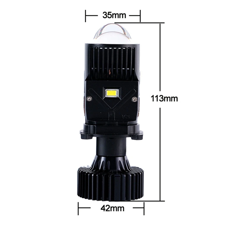 ABAE-H4 LED ไฟหน้าโปรเจคเตอร์หลอดไฟ Dual LED เลนส์มินิโปรเจคเตอร์เลเซอร์ Y3 Tri-Color High/LOW Beam 55W พัดลมเทอร์โบ