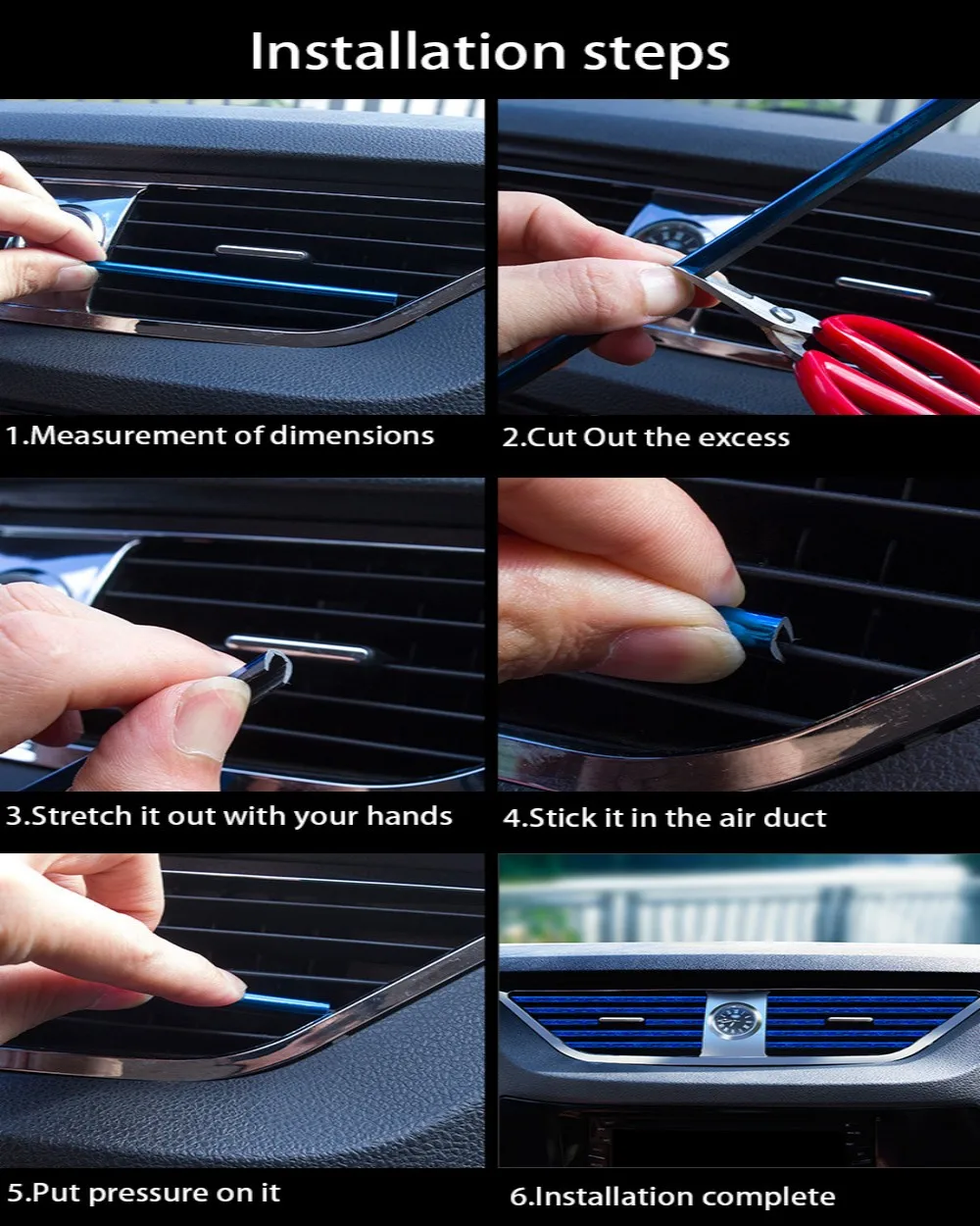 10Pcs Car Air Conditioner Outlet U Shape Moulding Trim Decor Strips 20cm Car Door Edge Corner Protector Car Styling