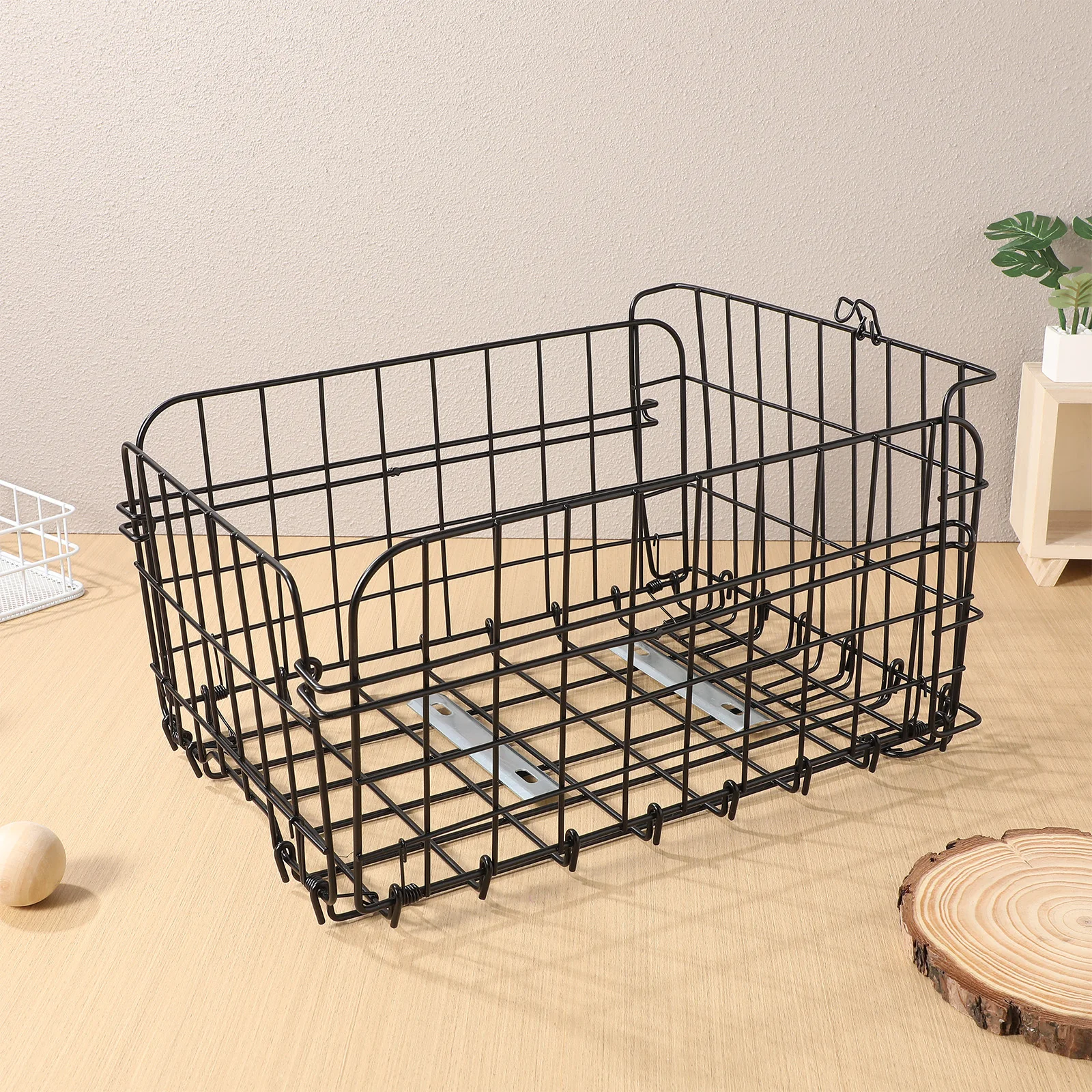 

Foldable Bike Basket Heavy Duty Steel Wire Durable Outdoor Storage For Bicycle Electric Vehicle Black Simple Basket Accessory