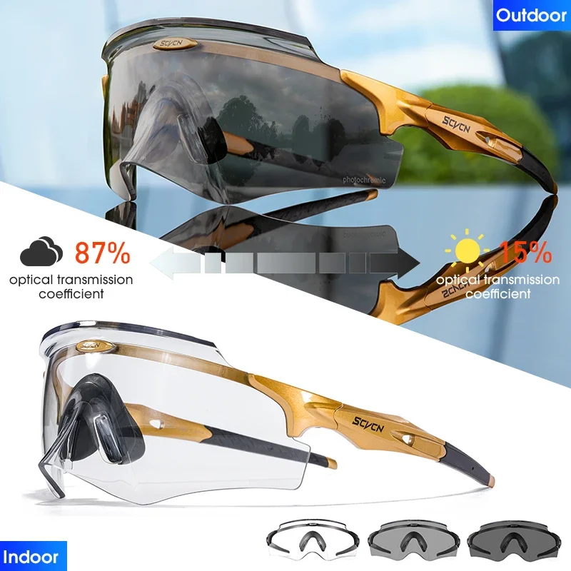 Scvcn Blue Photochromic Cycling Sunglasses for Men RED Photochromic MTB Bike Glasses Cycl Mountain Bicycle Goggle Sports Eyewear