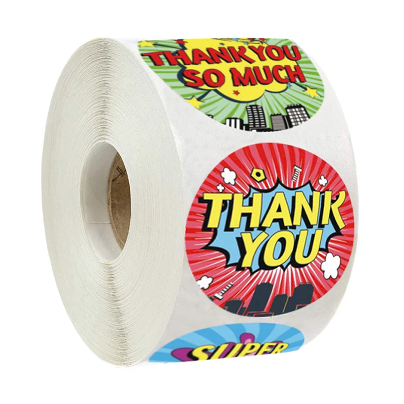 50-500pcs Children Thank you Stickers Label Set for Kids Birthday Party Supplies School Awards stationery reward Stickers Tags