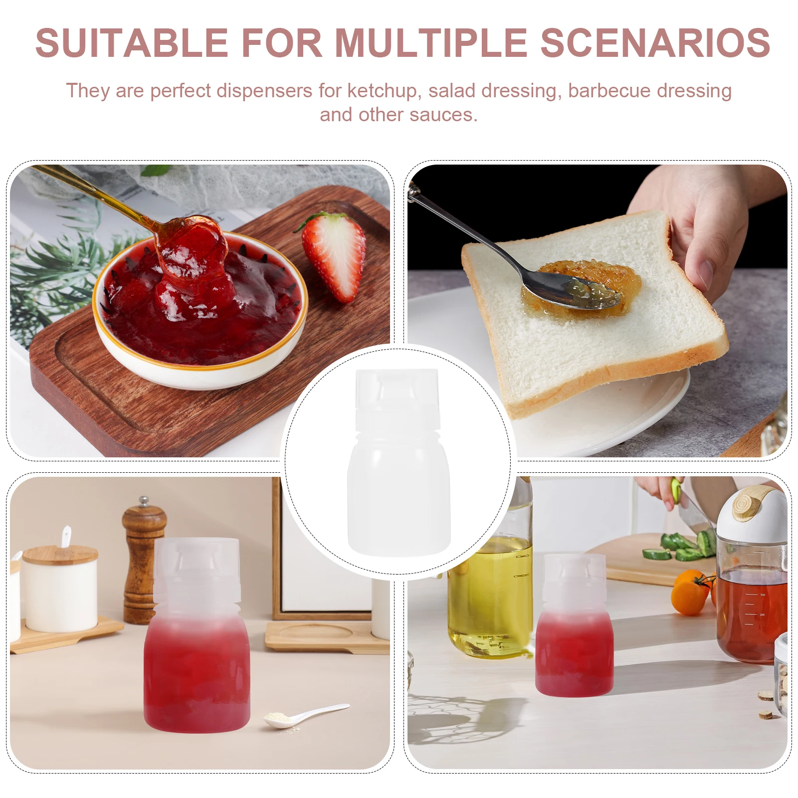 

6pcs Large 180ML Squeeze Bottles for Bread Condiment Bottles Jam Honey Kitchen Condiment Containers Strong LDPE