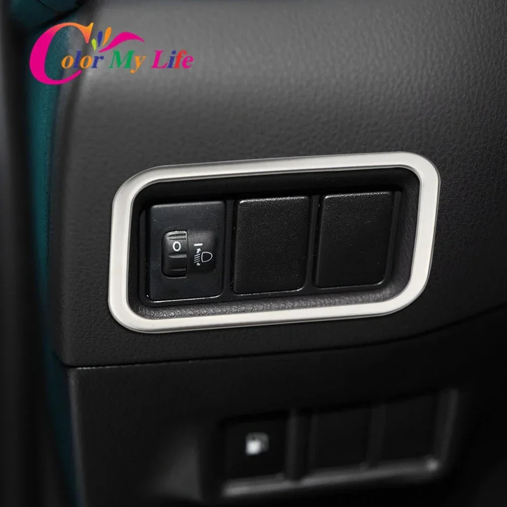 Fog Light Adjustment Button Circle Trim for Toyota CHR C-HR 2016 - 2022 LHD Stainless Steel Car Fuel Tank Switch Cover Sticker