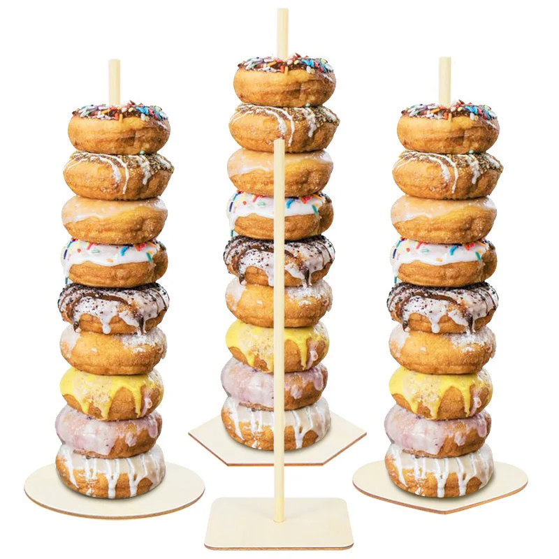 Wedding Donut Stands Doughnut Wooden Display Rack Donut Wall Holder For Kids Birthday Baby Shower Party Dessert Table Decor Xmas