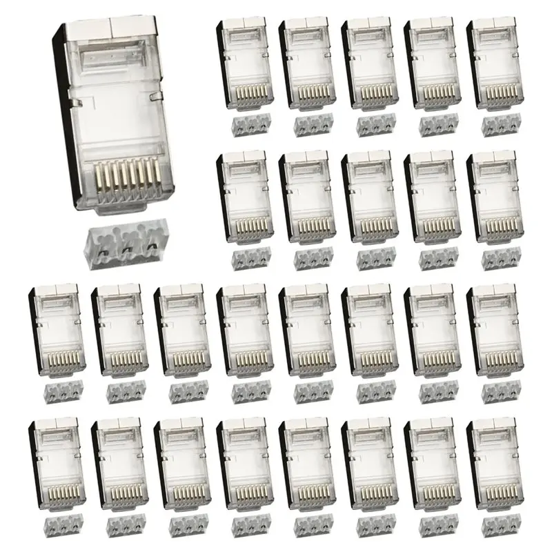 New Arrivals-Cat6 Rj45 Connector Ethernet Cable Plug Network 8P8C Metal Shielded Male 8Pin Modular Rj 45 Jack Terminals