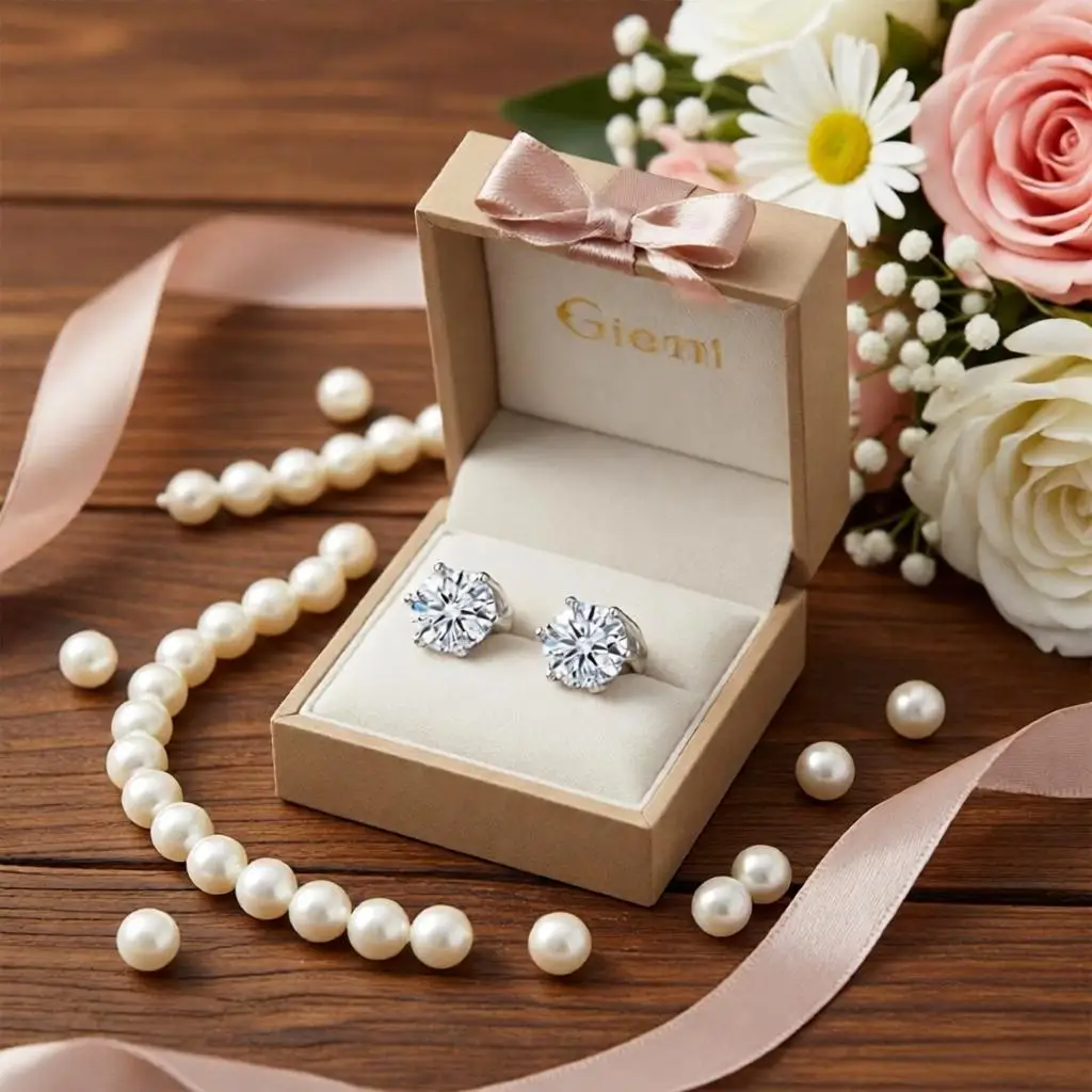 6Pairs 925 Sterling Silver 3/4/5/6/7/8MM Mixed Size Crystal Zircon Stud Earrings for Women Men Party Jewelry Gifts Accessory