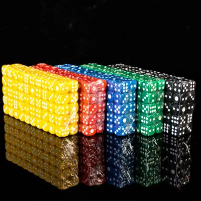 100Pcs High Quality 16mm Multi Color Six Sided Spot D6 Playing Games Dice Set Opaque Dice For Bar Pub Club Party Board Game