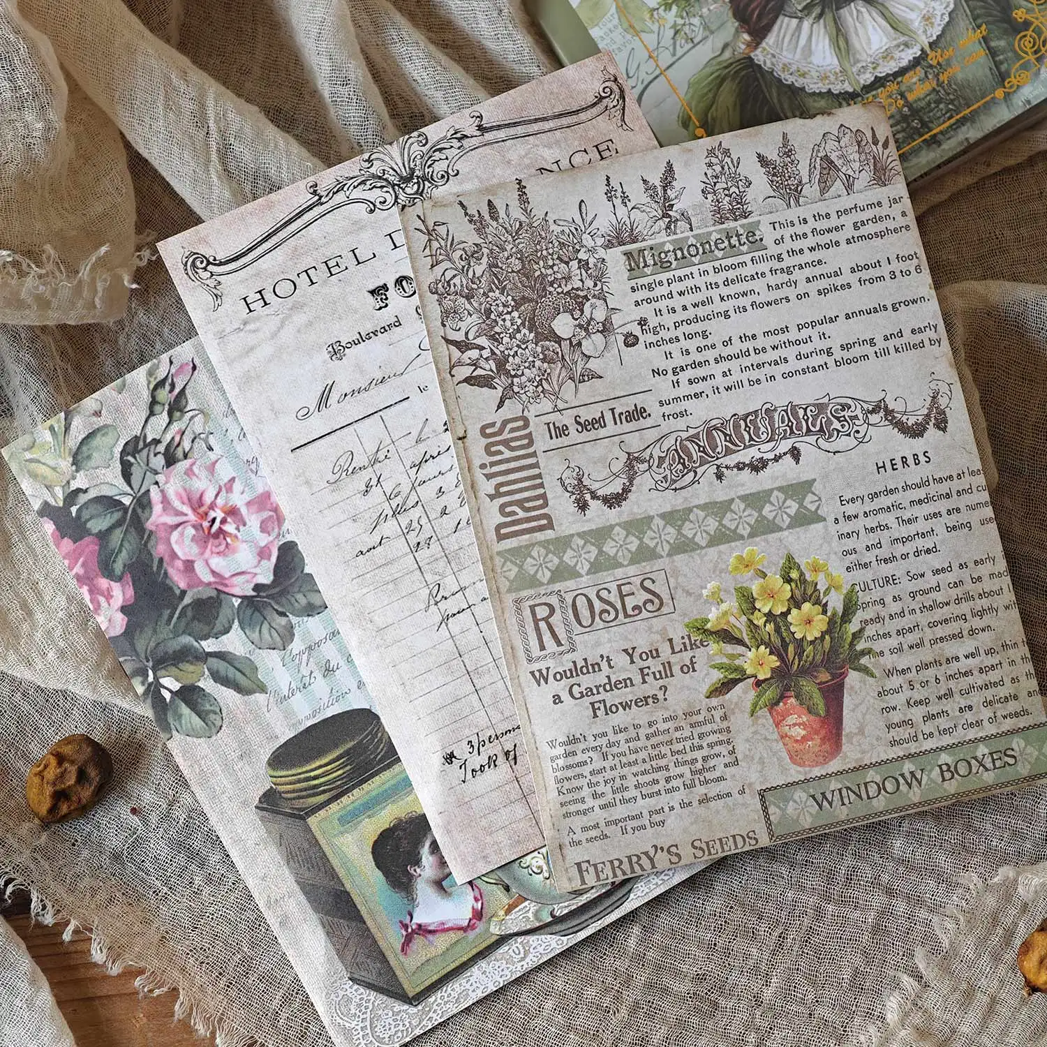 40sheets Retro Ins Decor Junk Journal Material Background Paper Creative Collage DIY Scrapbook Handmade Aesthetic Craft Paper