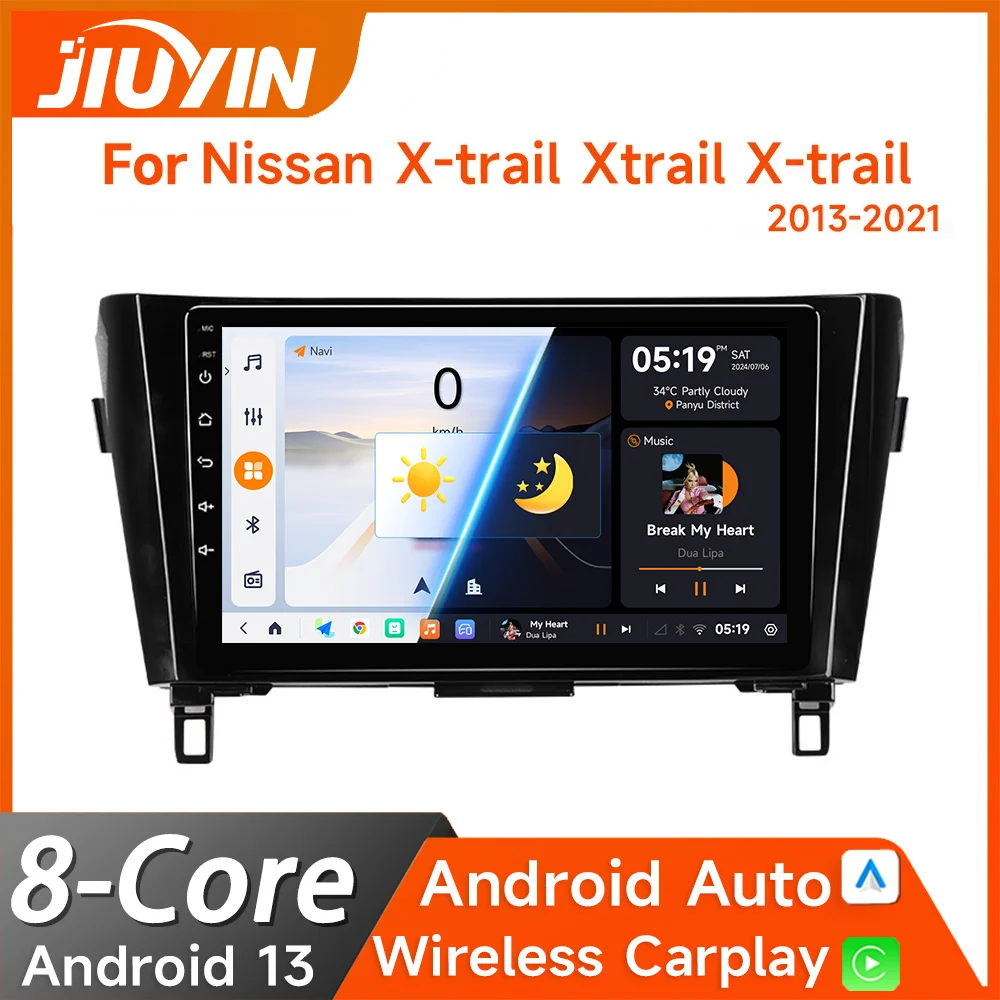 

JIUYIN Car Radio For Nissan X-Trail-X-Trail 2013-2020 Multimedia Video Player Navigation Android13 8-cores 4G GPS Head CarPlay