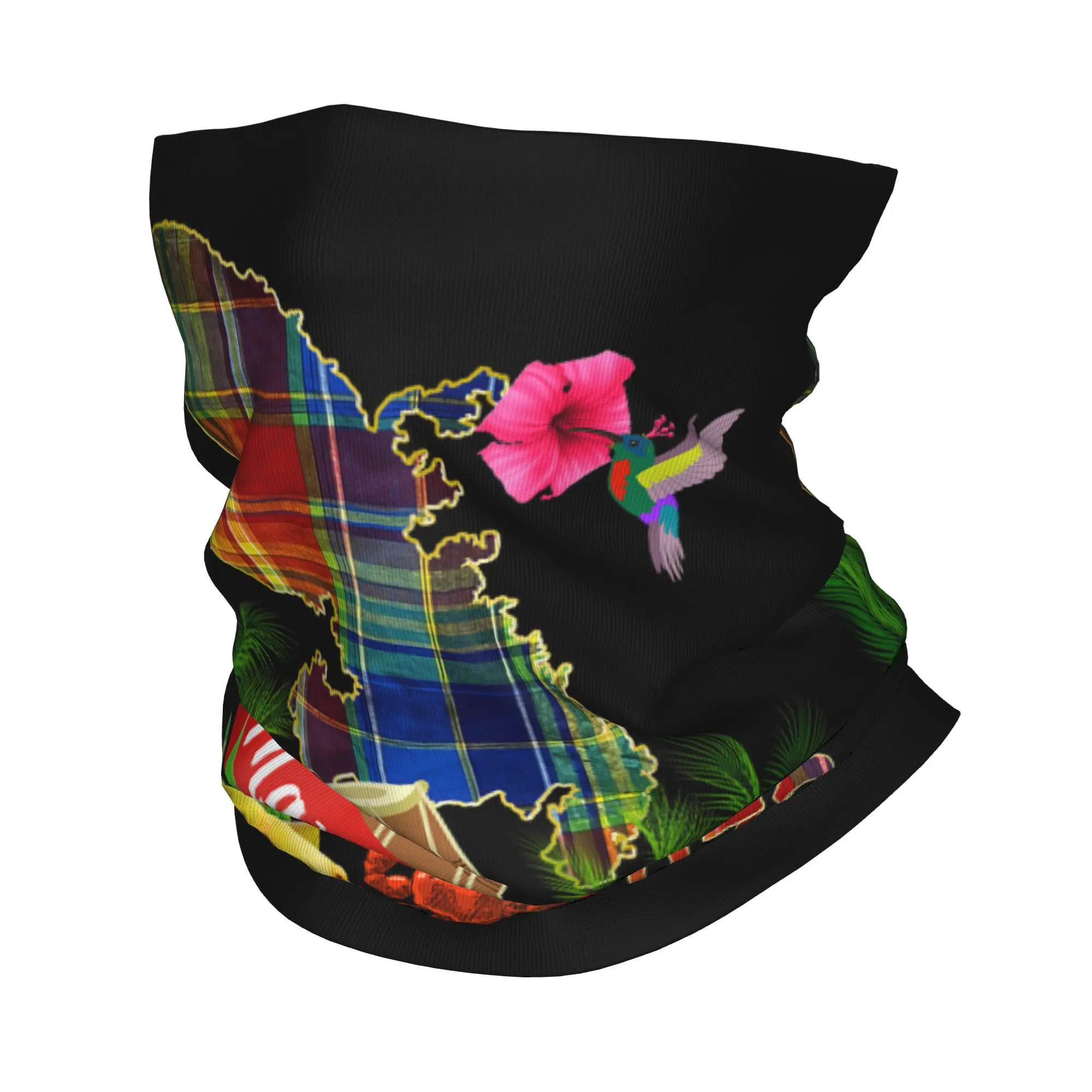 

Map of Martinique 972 Madras Bandana Neck Gaiter Balaclavas Mask Scarf Printed French West Indies Headband Multifunctional Adult