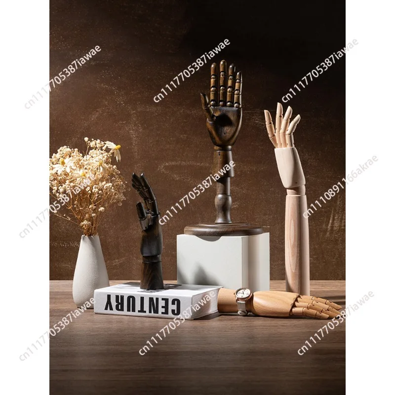 Clothing store hand model props window display high-end antique color solid wood prosthetic hand model joint hand