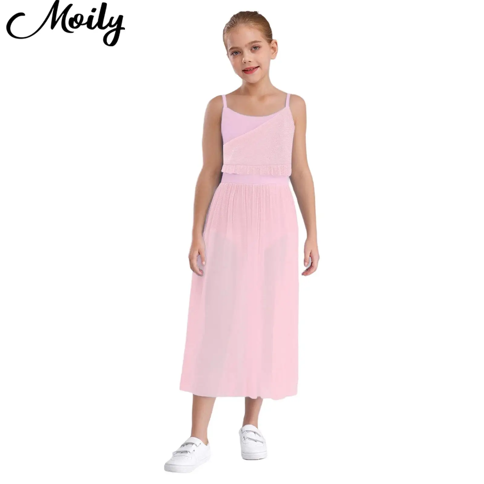 

Girls Lyrical Modern Dress Contemporary Dance Costume Fashion Sleeveless Leotard Dress Skating Dance Clothes Ballerina Dancewear