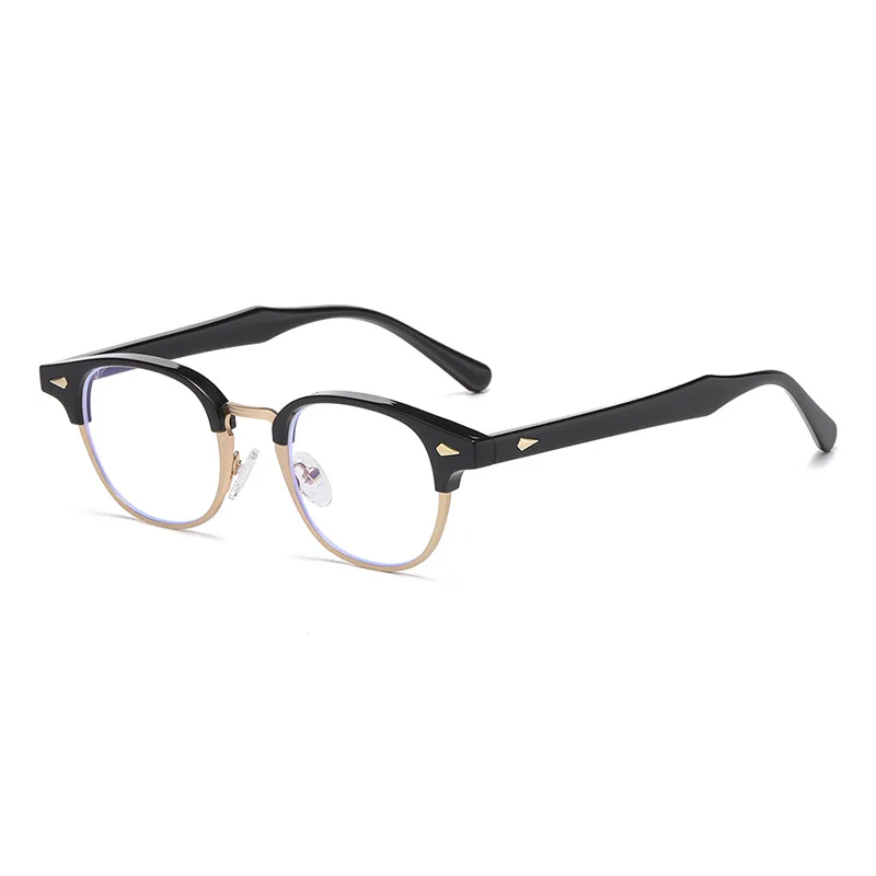 Vintage Browline-Brille, Anti-Blaulicht-Brille für Männer und Frauen, halber Rand, Computer-Gaming-Brille, Schutz vor Überanstrengung der Augen