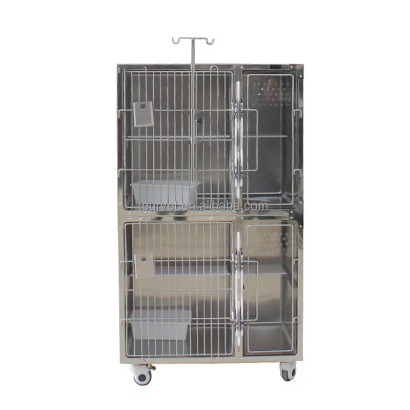 EUR PET Skillful Manufacture Veterinary Modular Cage Veterinary Equipment Veterinary 2 Door Cages Stainless Steel