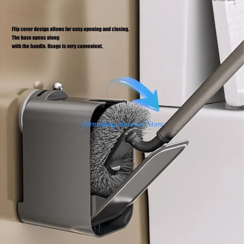 Y5GD Wall Mounted Toilet Brush with Automatic Lid Practical & Space Saving for Home