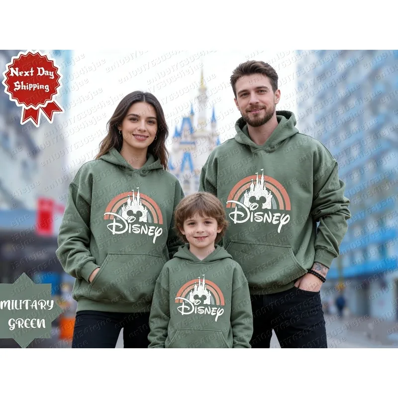 Conjunto de Moletom Unissex de Algodão Puro com Estampa Mickey Outono/Inverno 2026 para Pais e Filhos – Blusa Casual de Alta Qualidade que Mantém Aquecido