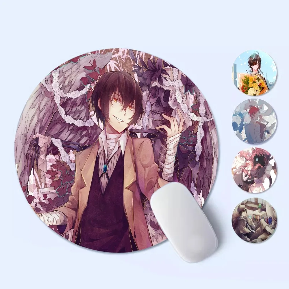 

Bungo Stray Dogs Mousepad 20x20cm Round Desktop Desk Mat Kawaii Gaming Accessories Students Writing Pad Mouse Pad for PC Desk