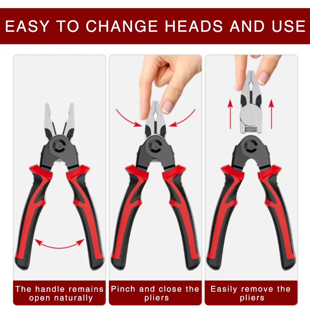 5in1Multifunctional Pliers Set,Wire Stripper/Cutter/Crimper,Interchangeable Pliers Head Wire Cutting Tool,Shears for Electrician