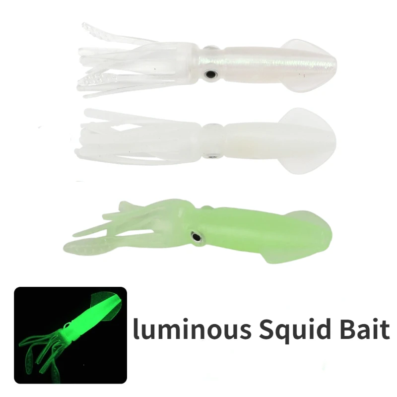 1/5 Pcs Luminous Octopus Bait 10cm/8g Soft Squid Swimbait  Artificial Silica Gel Bionic Squid Lures for Sea Fishing Trout Bass