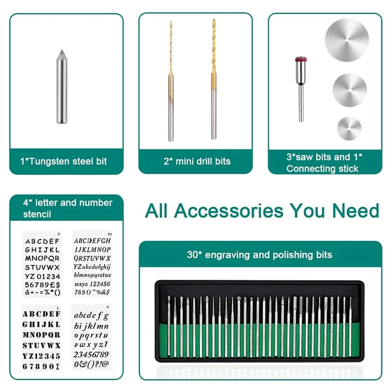 USB Cordless Electric Engraving Pen,3Speed Rotary Etching Machine Engraving,42Pc Engraver Tools For Metal 30 Bitsstencil