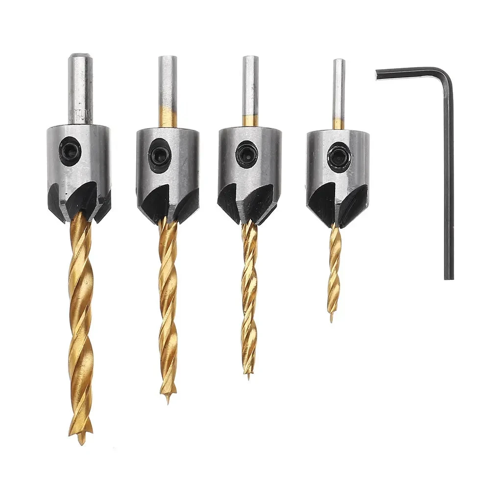 3-10Mm Vòng Vỏ HSS Phủ Titan Mũi Khoan Mũi Nghề Mộc Có Ngăn Gỗ Khoan Chamfer Cấp Xay Lỗ gỗ
