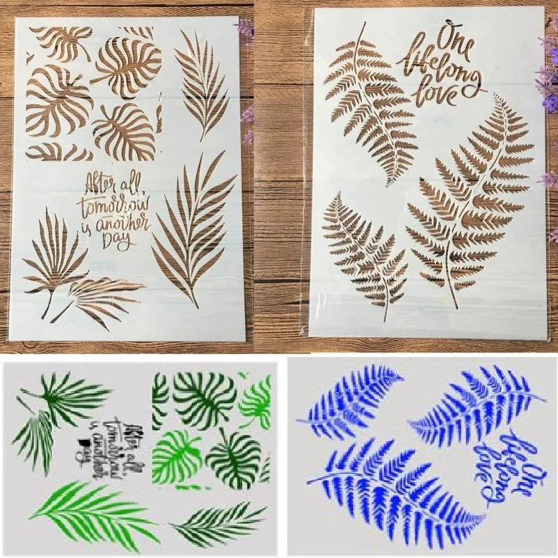 2Pcs/Lot A4 Big Leaves DIY Craft Layering Stencils Painting Scrapbooking Stamping Embossing Album Paper Template