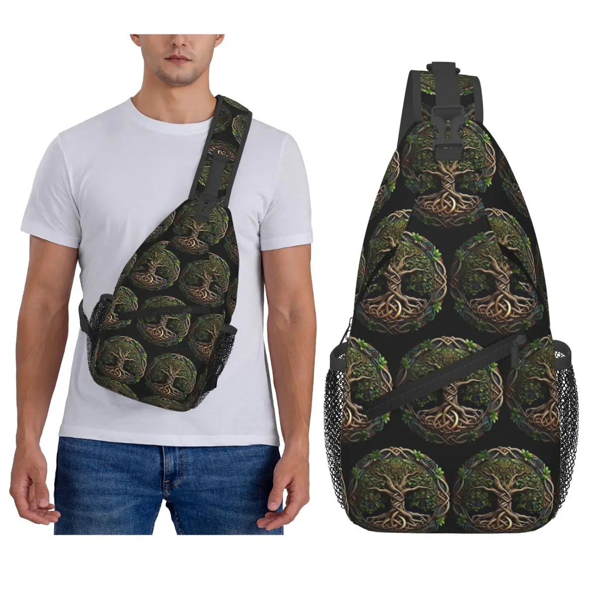 Biblical World Tree Of Life Chest Bag Men Sling Crossbody Backpack Chest Bag Traveling Hiking Daypack Shoulder Bag