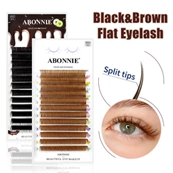 Abonnie Brown Flat Eyelashes Ellipse Eyelashes Extensions Split tip Flat Cilios