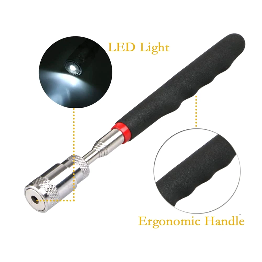 New Telescopic Adjustable Magnetic Pick-Up Tools Magnetic Telescopic Magnet Grip Long Pen Telescopic Magnet Stick with LED Light