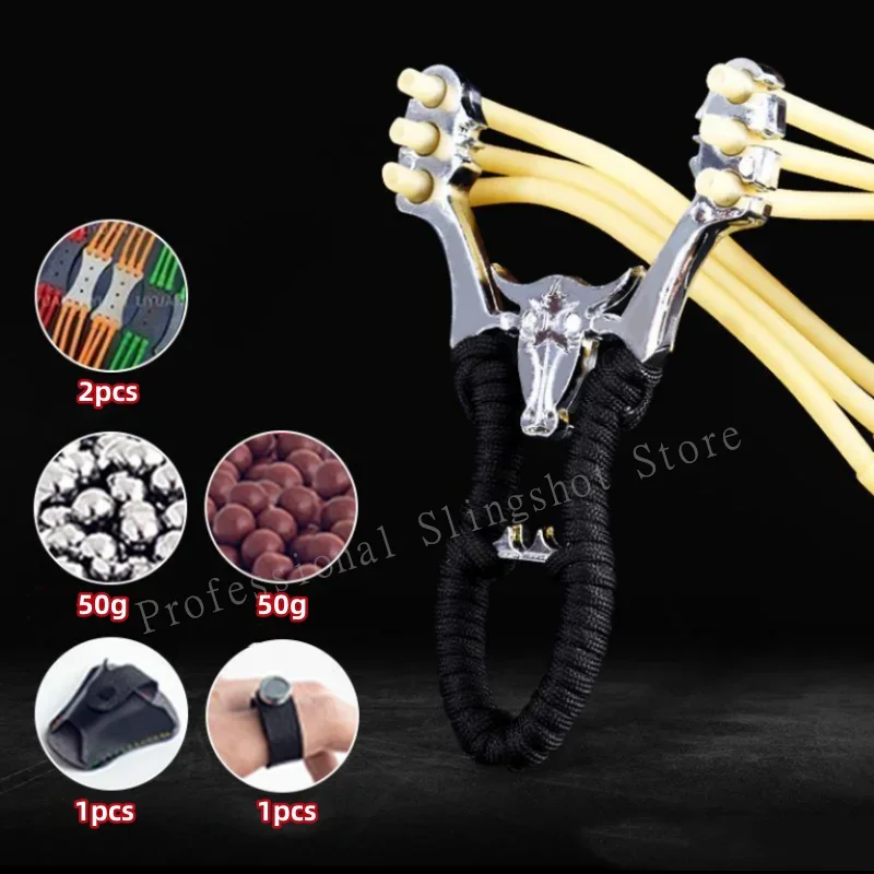 

High Precision Professional Shooting Outdoor Hunting High-quality Alloy Slingshot with High-quality Rubber Band Game Catapult