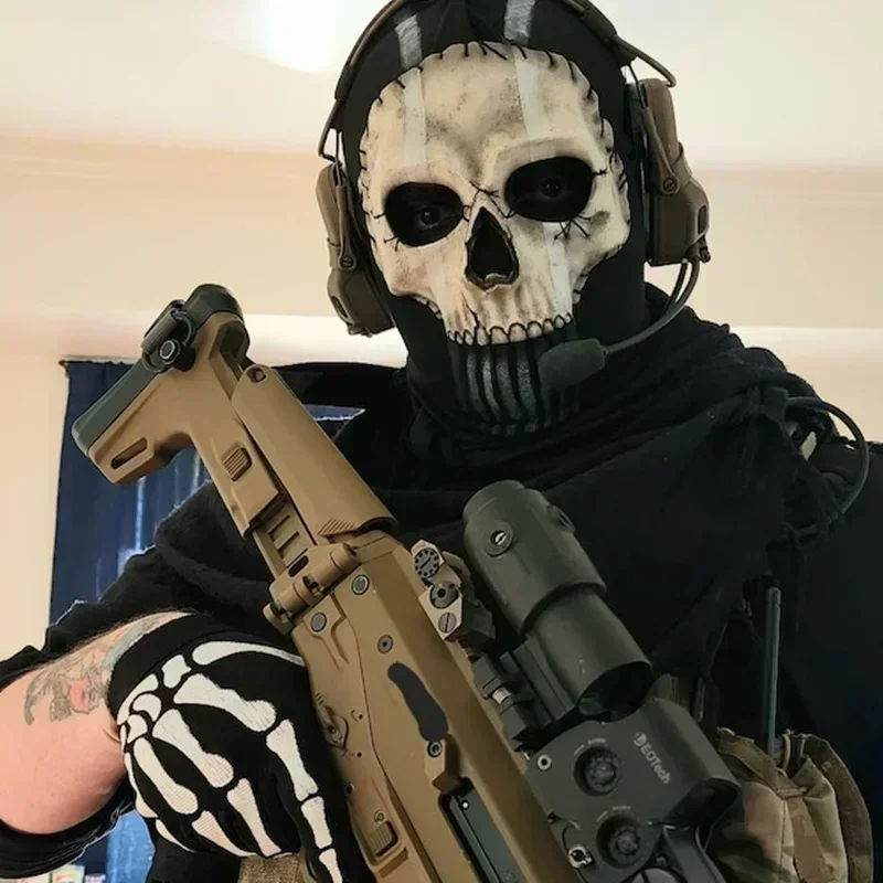 Topeng Hantu Spesial Baru COD Cosplay Halloween Airsoft Taktis Tengkorak Topeng Penuh Pria Aksesoris Unik Keren Menyeramkan