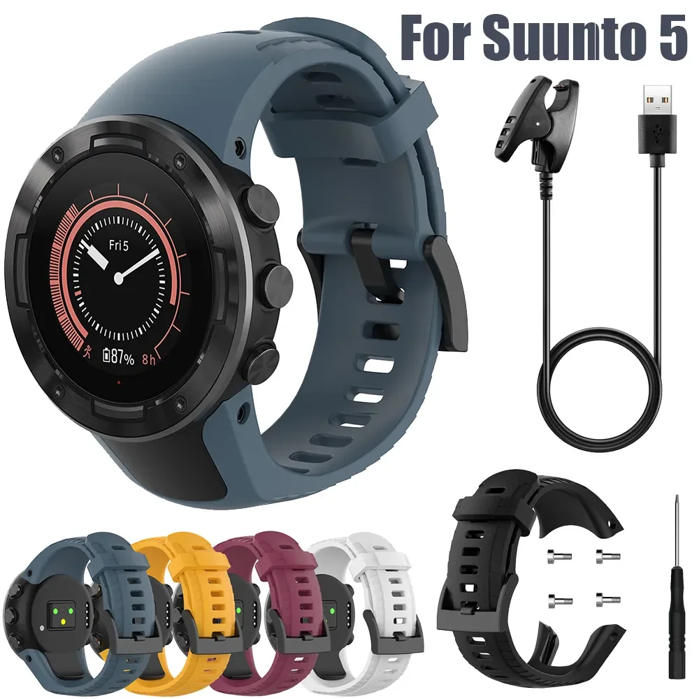 Per Suunto 5 Smartwatch Wristband accessori sportivi all'aperto cinturino di ricambio in Silicone cinturino da polso cinturino da polso caricabatterie da cintura