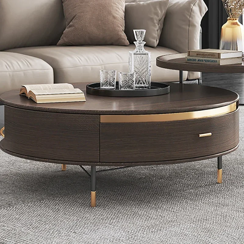 

for Modern Home Furniture Simple Style Living Room Wood Round Coffee Table With Drawers