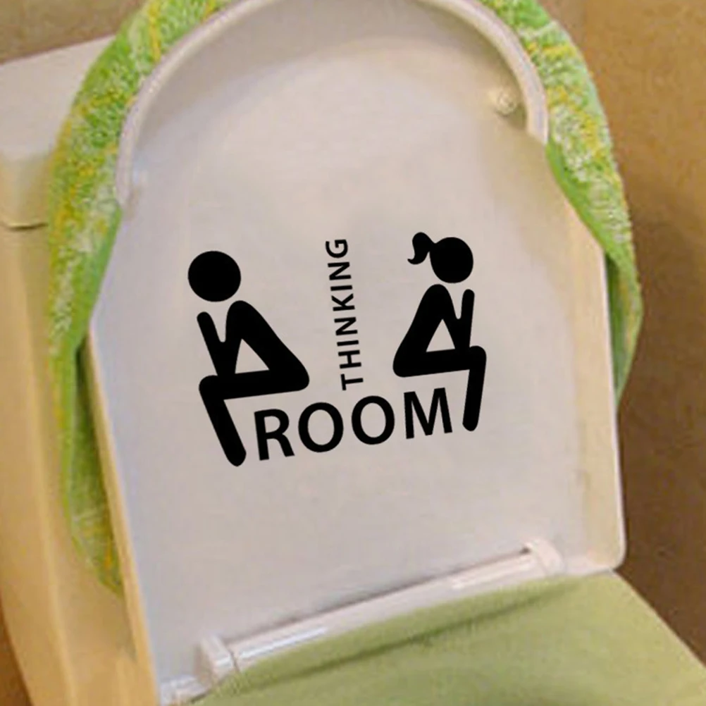 

5pcs Waterproof Toilet Stickers Creative Funny Bathroom Signs Decorative Restroom Wall Paper Home Public Space