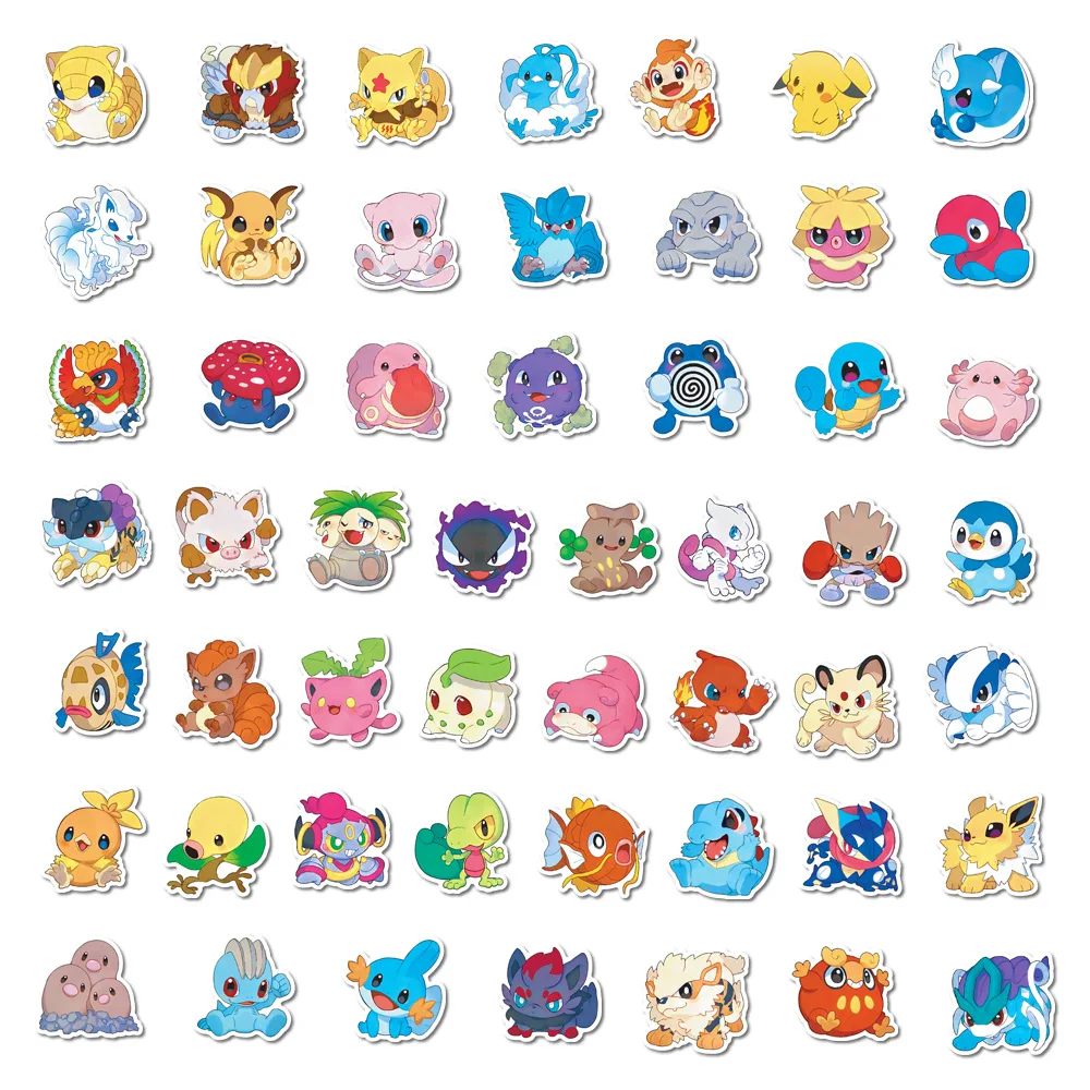 10/30/50/100 pz divertente Pokemon Anime adesivi carino versione Q Cartoon decalcomanie fai da te Suitecase Scrapbook Laptop Toy Sticker per Kid