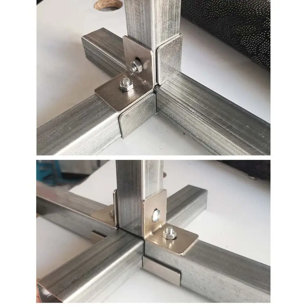 

40*40 мм квадратный соединитель для трубки, беспаечный оцинкованный стальной соединитель, фиксированный хомут для труб, фиксированное соединение для труб из углеродистой стали