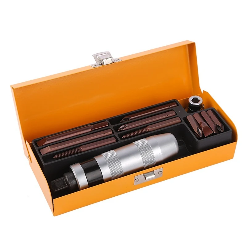 12/17PCS impact screwdriver with S2 material bit and storage box, suitable for rusty screws/broken screws. Hand tool set