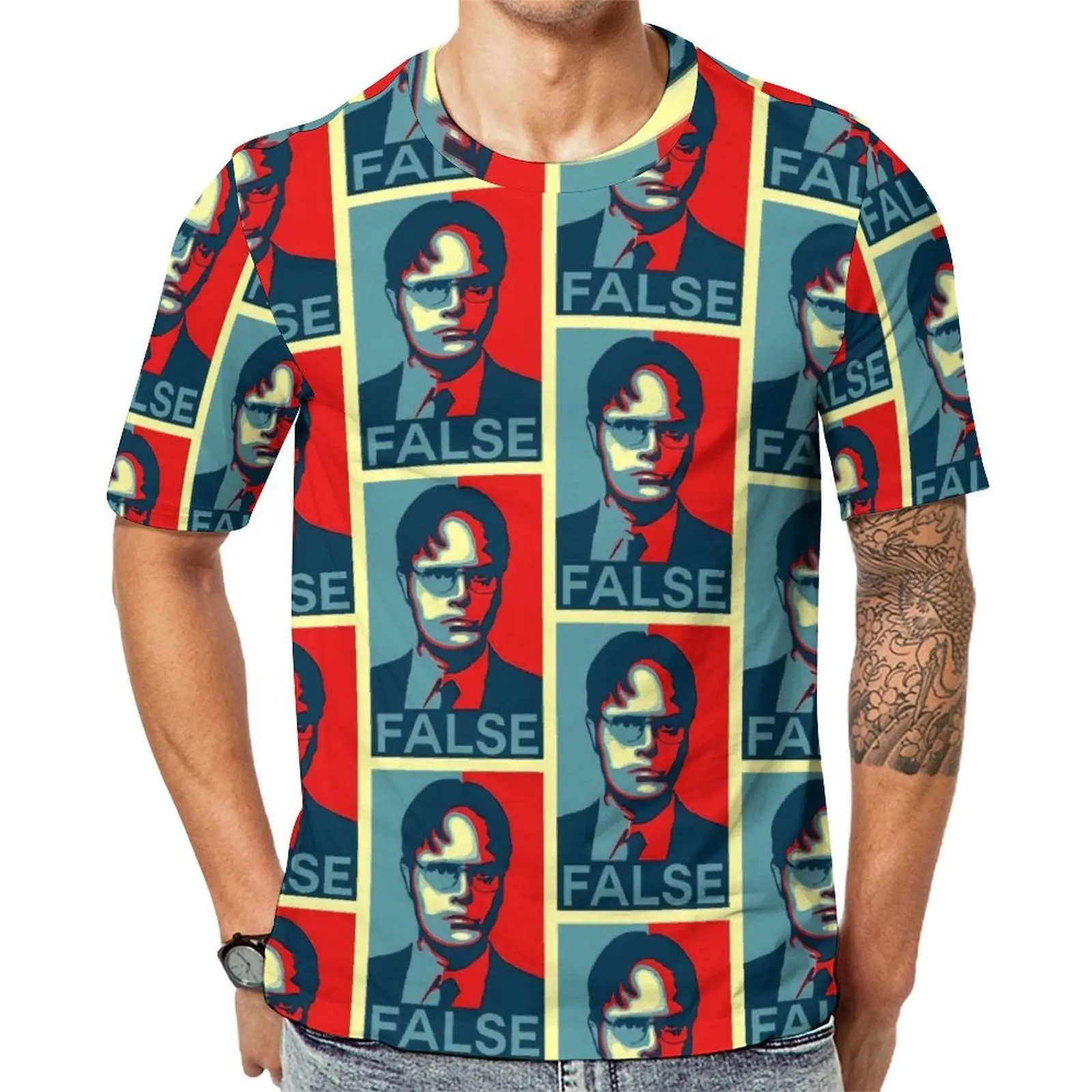 Dwight Schrute T-Shirt Schrute False Hip Hop T-Shirts Man Funny Tshirt Summer Short Sleeve Design Tops Big Size