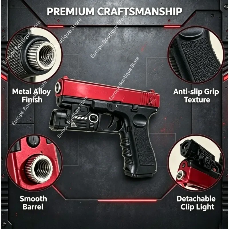 G17 Alloy Toy Gun, 6mm Plastic Soft Bullets, Outdoor Play Kit With Magazines & Bullets, Ideal Birthday Gift For Boys Kids