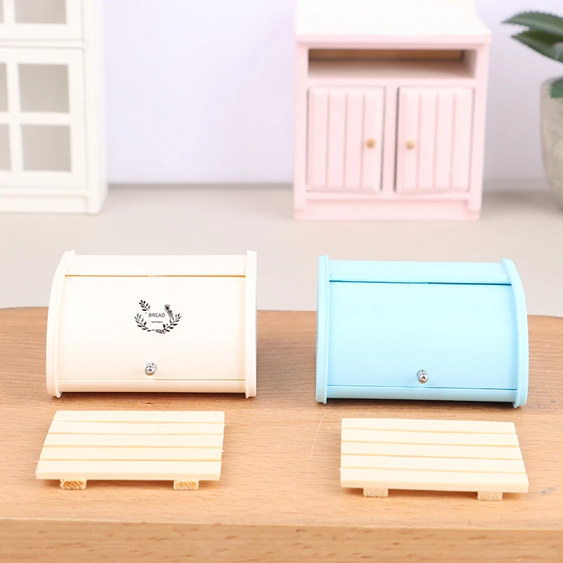 

1:6 Dollhouse Simulation Baking Bread Box Storage Box Model With Wooden Frame DIY Doll House Kitchen Scene Decor Accessories