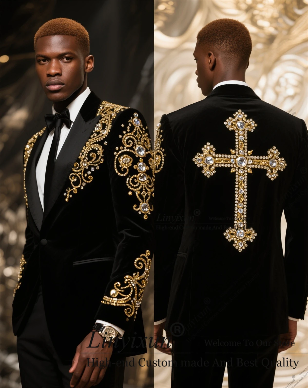 

Уникальный ромбовидный дизайн, мужские костюмы, остроконечные лацканы, смокинги для жениха, комплект из 2 предметов, блестящий пиджак с бисером для выпускного вечера, индивидуальный Ropa Hombre