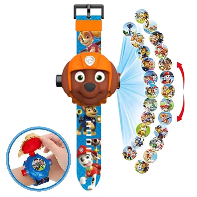 Montre originale Paw Patrol pour enfants, figurines de chien de dessin animé, bracelet de projection 3D, Chase Marshall Rocky, jouets pour enfants,