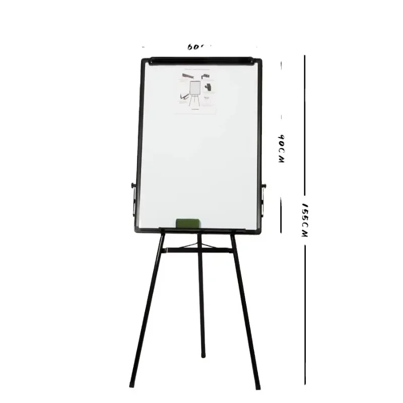 Office Magnetic Dry Erase Writing Board Tripod Adjusted Height Whiteboard Flip Chart With Stand