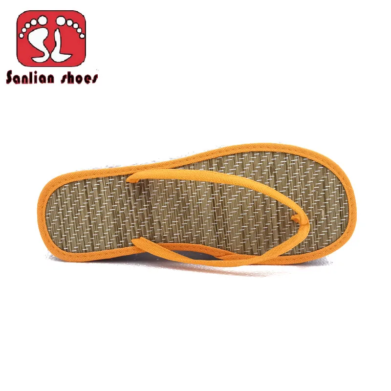 Chanclas planas de ratán para mujer, sandalias antideslizantes cómodas, chanclas de bambú, zapatillas de moda para el dormitorio de la casa, Zapatos