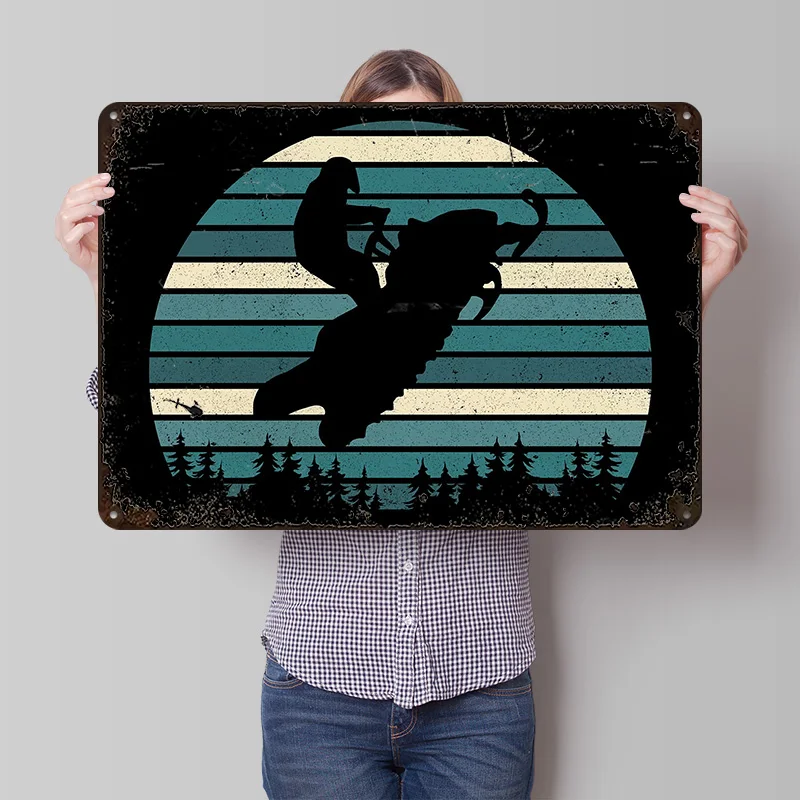 Snowmobile Snow Machine Printed Poster Customized Wall Art Retro Vintage Metal Tin Signs for Interior Accessories Custom Plate